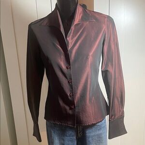 Elegant Burgundy Satin Blouse